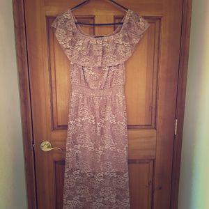 Pink Lace Maxi Dress